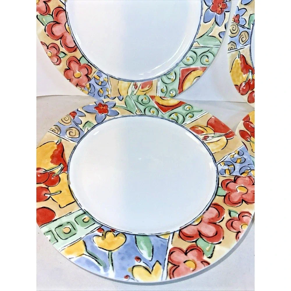 VTG Corelle Impressions Watercolors Dinner plates  Lot of 4 Vitrelle 10-7/8